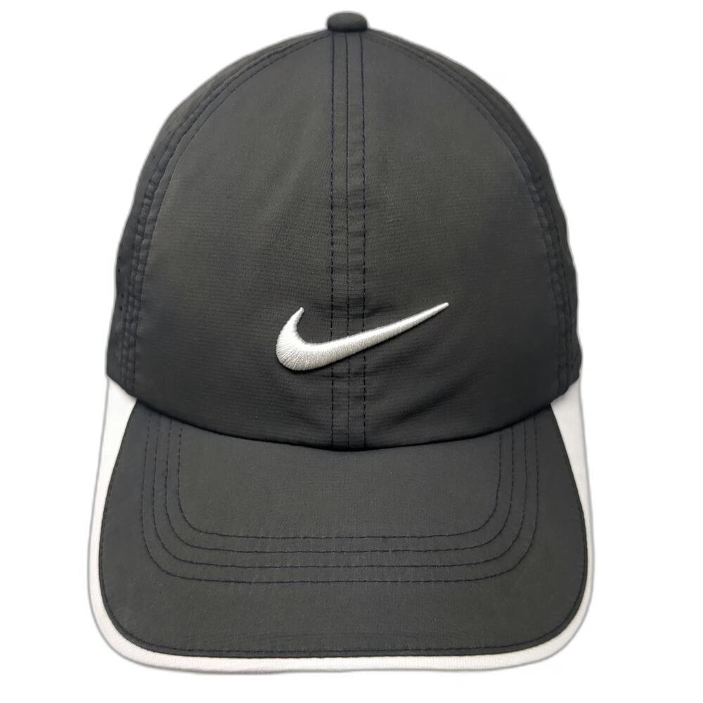 Nike Golf VOX Baseball Cap Gray One Size Perforated Strapback Hat White Trim